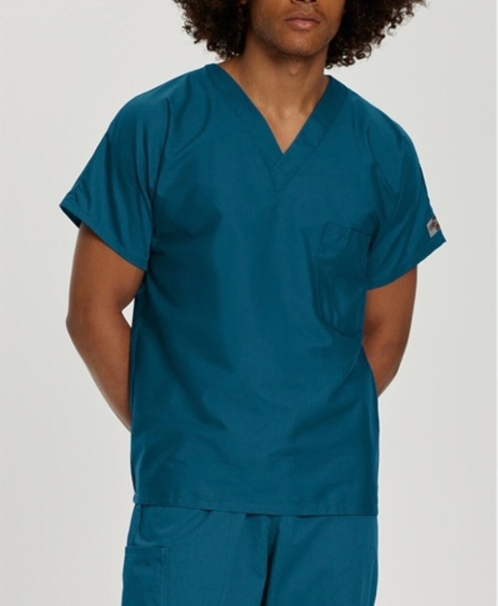 LANDAU SCRUB ZONE V Neck Medical Uniform Scrub Top Unisex Size XXL Teal Blue NWT